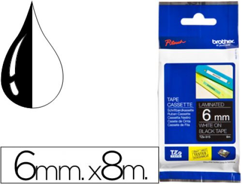 Fita brother tz-315 laminada preto-branco 6mm x 8m , Brother , 44456 , 4977766685634
